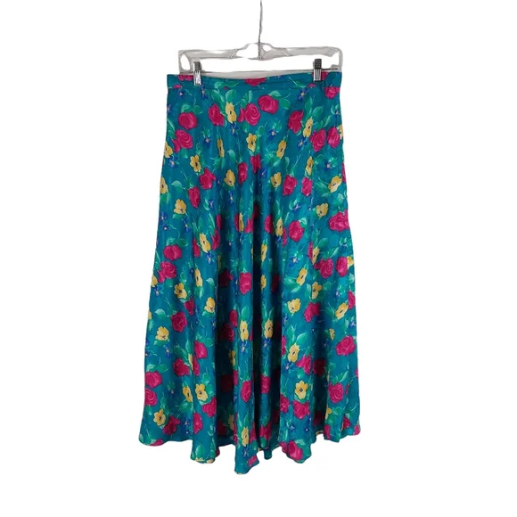 Adrianna Papell Vintage Safe Silk 100% Floral Boho Silk Two Piece Maxi S…